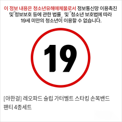 [야한걸] 레오파드 슬립 가터벨트 스타킹 손목밴드 팬티 4종세트